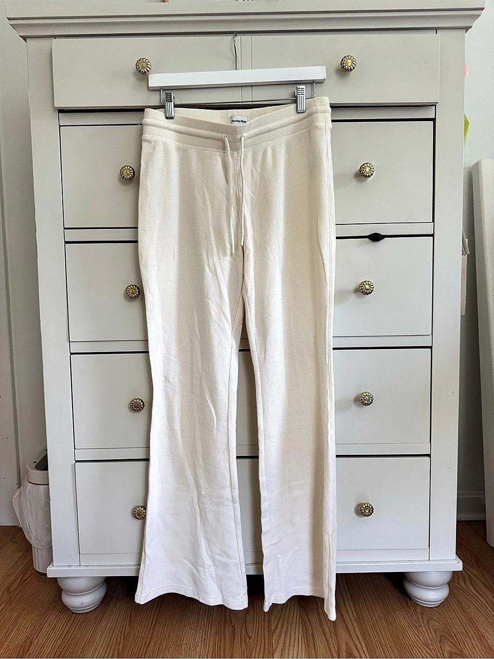 Aritzia Wide Leg waffle Pants in Cream